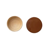 Hello Honey® 6.25" Caramel Brown Round Lacquered Bamboo Container with Lid