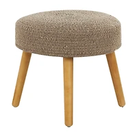 17" Brown Chevron Textured Stool with Wooden Legs