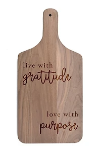 Gratitude and Purpose 8" x 17" Walnut Paddle Cutting Board