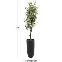 57" Green Faux Foliage Eucalyptus Artificial Tree With Black Plastic Pot