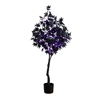 4ft. Pre-Lit Artificial Halloween Black Maple Tree with 180 Orange & Purple LED Lights