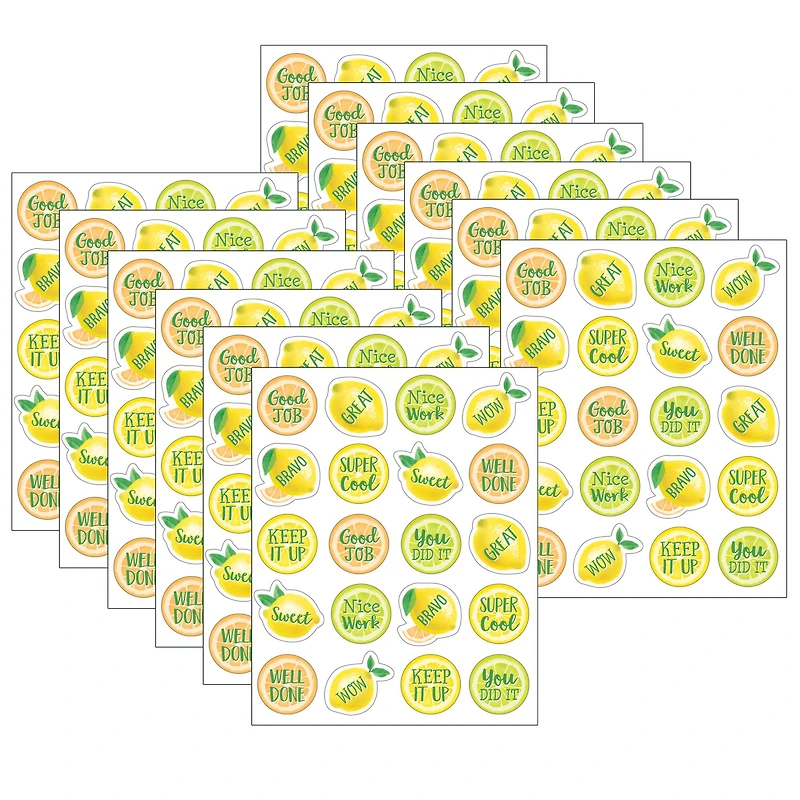 Teacher Created Resources Lemon Zest Stickers, 12 Packs of 120