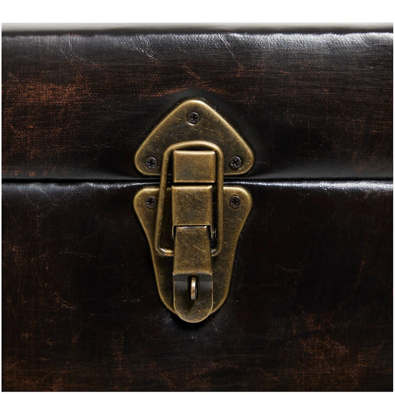 Black Faux Leather Studded Coffee Table Set