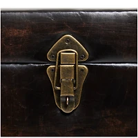 Black Faux Leather Studded Coffee Table Set