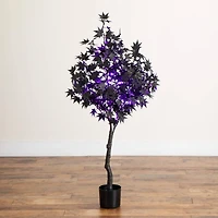 4ft. Pre-Lit Artificial Halloween Black Maple Tree with 180 Orange & Purple LED Lights
