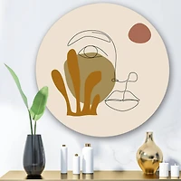 Designart - One Line Art Portrait of Woman In Terracotta Tones