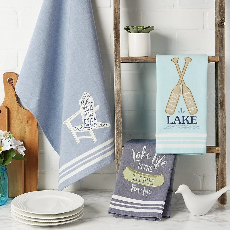 DII® Lakeside Embellished Dishtowel Set