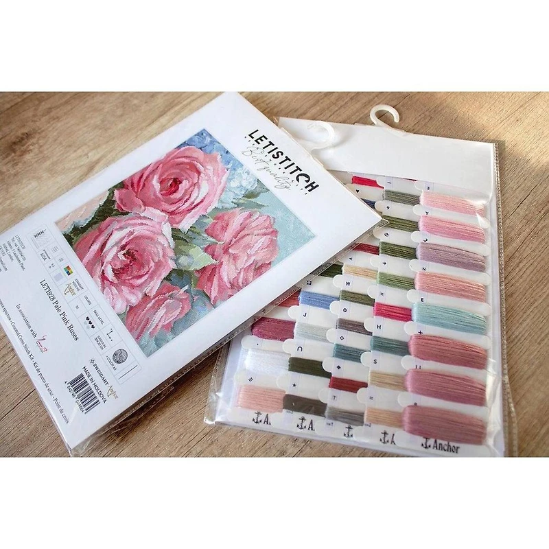 Letistitch Pale Pink Roses Counted Cross Stitch Kit