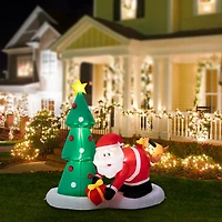 Glitzhome® 6.5ft. Lighted Dog Bites Santa Inflatable Décor