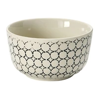 Hello Honey® 4.5" Black & Cream Hand-Stamped Stoneware Bowl with Embossed Pattern, 4ct.