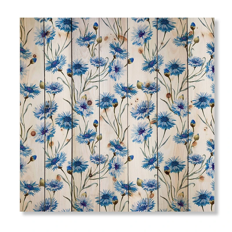 Designart - Blue Cornflowers With Green Leaves II