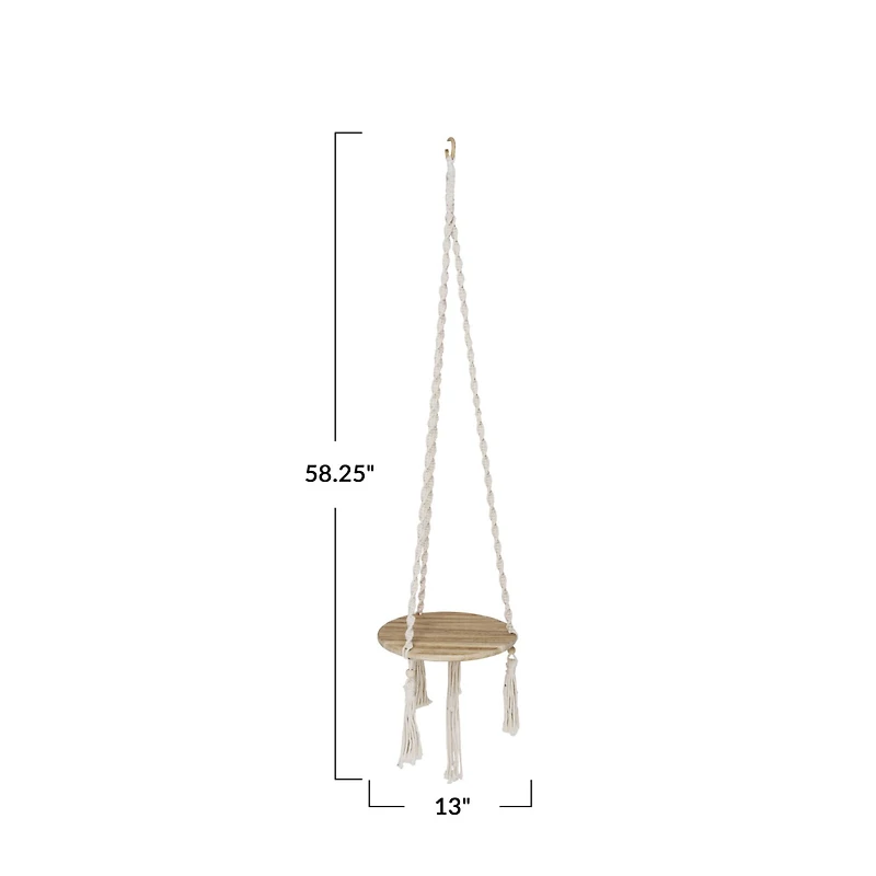 Hello Honey® 5ft. Cotton Macrame Plant Hanger with Wood Base