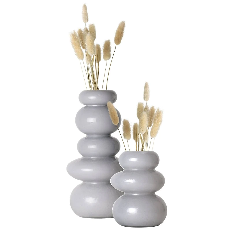 American Art Decor Cool Grey Cairns Glass Vase Set