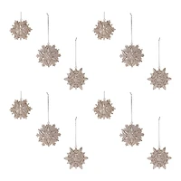 Ornate Champagne Snowflake Ornaments Set