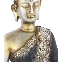 Brass Bohemian Polystone Sculpture, Buddha 16" x 12" x 6"