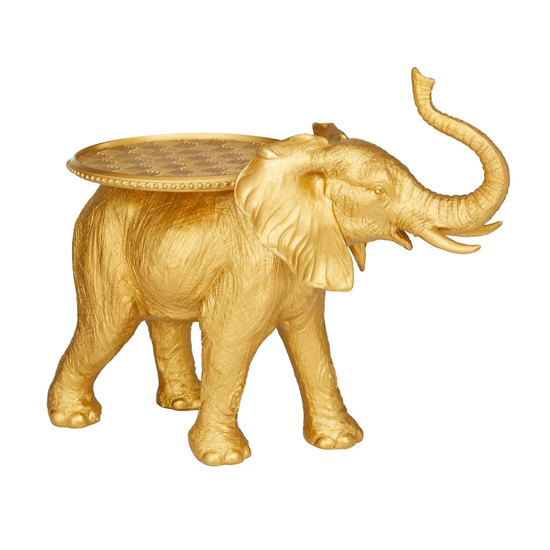 The Novogratz Gold Resin Eclectic Tray Elephant Sculpture, Set of  18" x 22" x 11"