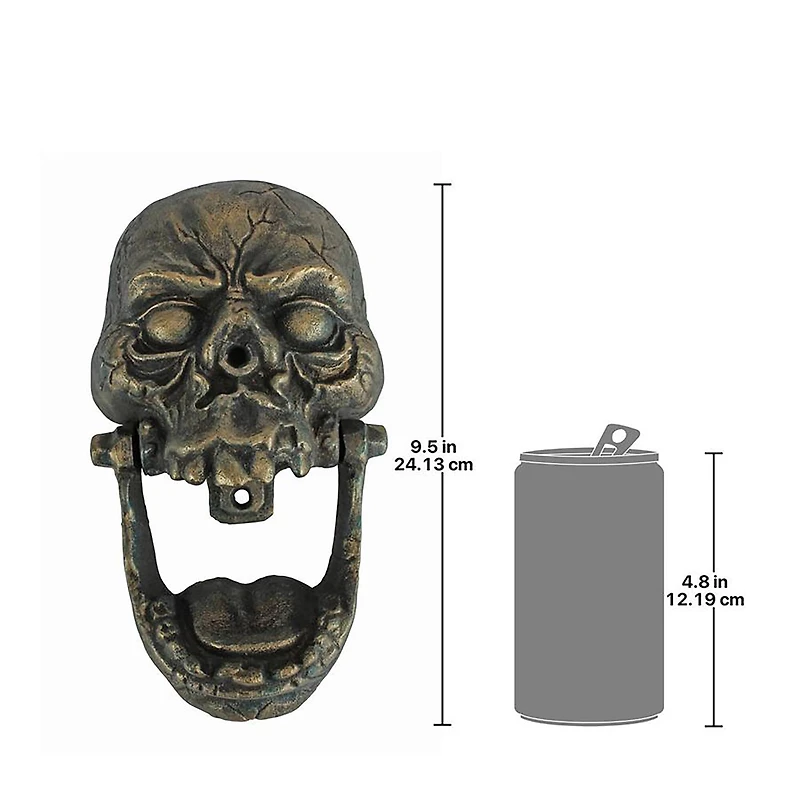 Design Toscano 9.5" Bronze Knock-Jaw Skull Authentic Foundry Iron Door Knocker