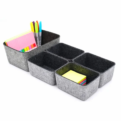 Welaxy Felt 5 Piece Drawer Organizer Bins