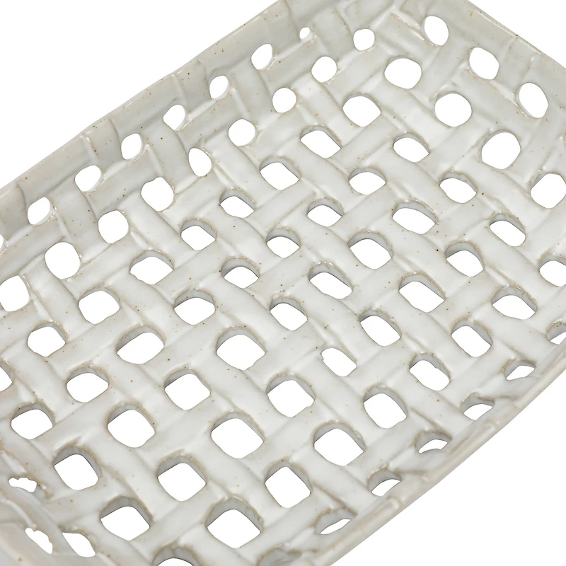 Hello Honey® 6.5" Handmade White Stoneware Basket Dishes, 4ct.