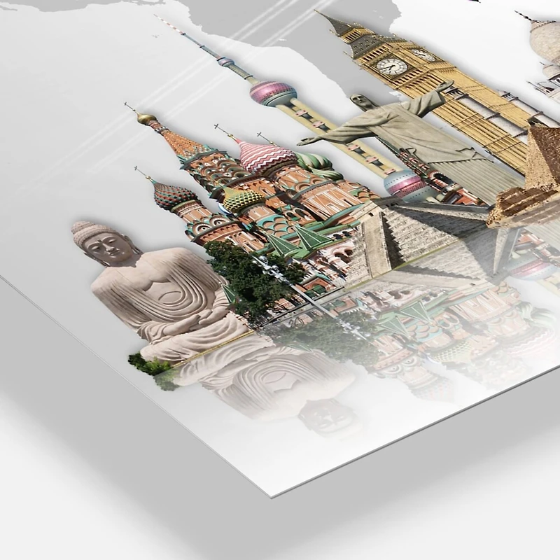 Designart Famous Monuments Across World Rectangular Wall Clock