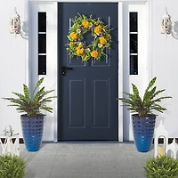 Glitzhome® Eco-Friendly Oversized Faux Cobalt Blue Ceramic Tall Bowl Plastic Pot Planter Set