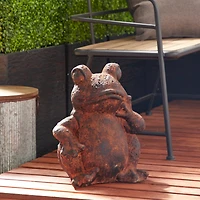 16" Rust Stone Frog Garden Sculpture