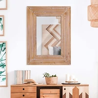 Natural Whitewash Wood Farmhouse Wall Accent Mirror - 30" x 40"