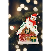 Wizardi Gingerbread Snow House with Snowman Christmas Ornament