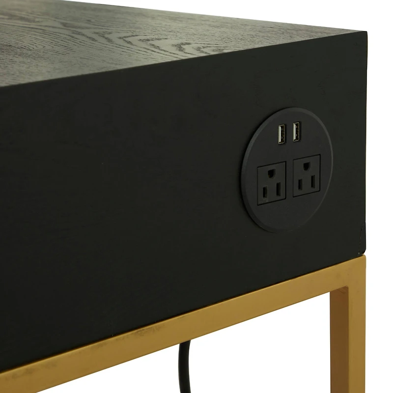 Black Wood Glam Desk, 46" x 20" x 30"