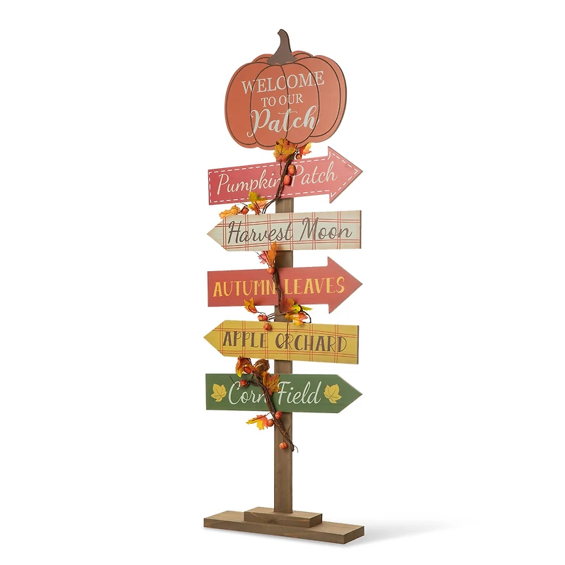 Glitzhome® 42.5" Fall Wooden Pumpkin Patch Porch Sign