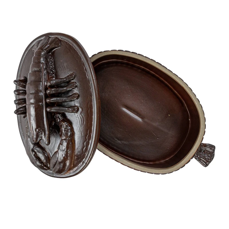 Hello Honey® 12.25" Matte Brown Stoneware Baker with Lobster Design