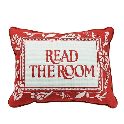 Red & White Read the Room Cross Stitch Throw Pillow by Ashland®