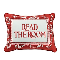 Red & White Read the Room Cross Stitch Throw Pillow by Ashland®