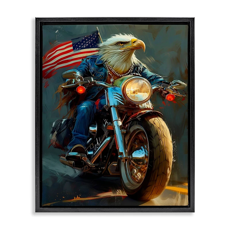 Stupell Industries Patriotic Eagle Motorcycle Floater Framed Art