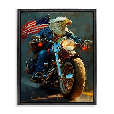 Stupell Industries Patriotic Eagle Motorcycle Floater Framed Art
