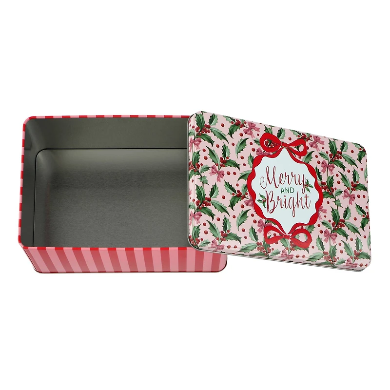 Merry and Bright Rectangle Christmas Tin by Makery™