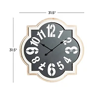 Black Metal Farmhouse Wall Clock, 32" x 32" x 2"