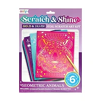 OOLY Scratch & Shine Geo Animals Foil Scratch Art Kit