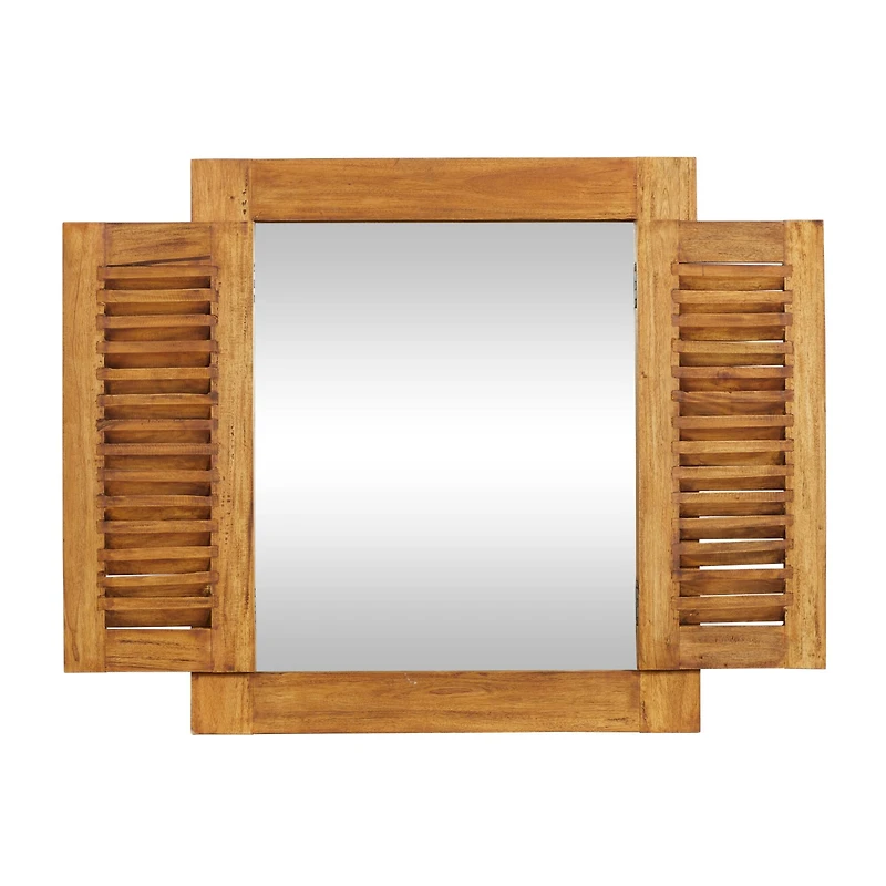 Brown Wood Rustic Wall Mirror 35" x 31"