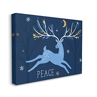 Stupell Industries Peace Jumping Deer Snowflakes Canvas Wall Art