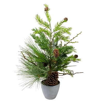 2ft. Unlit Real Touch™️ Mixed Pine & Cedar Artificial Christmas Tree in Gray Pot