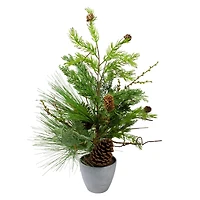 2ft. Unlit Real Touch™️ Mixed Pine & Cedar Artificial Christmas Tree in Gray Pot