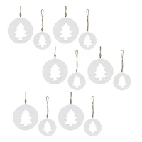 White Wood Pine Tree Cut-Out Ornaments Set