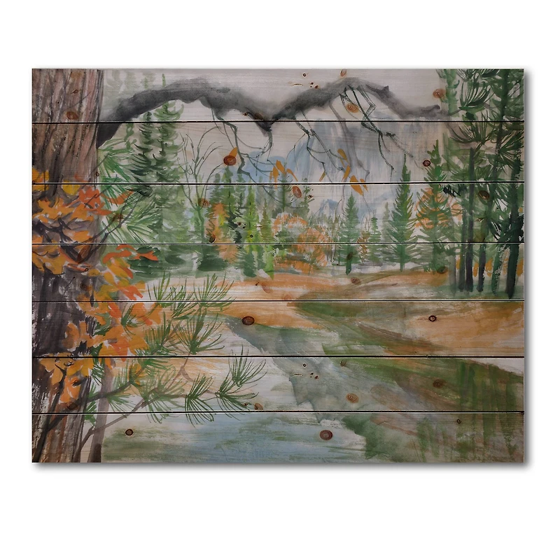 Designart - River With Trees In Autumn Forest