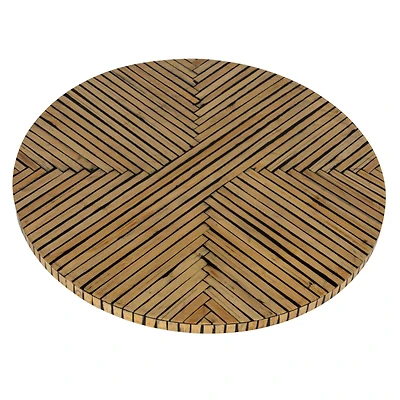 Hello Honey® 15.75" Black & Natural Geometric Stripes Lazy Susan