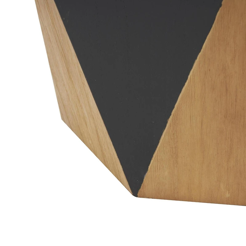 23.75" Brown Wood Geometric Diamond Accent Table with Black Accents