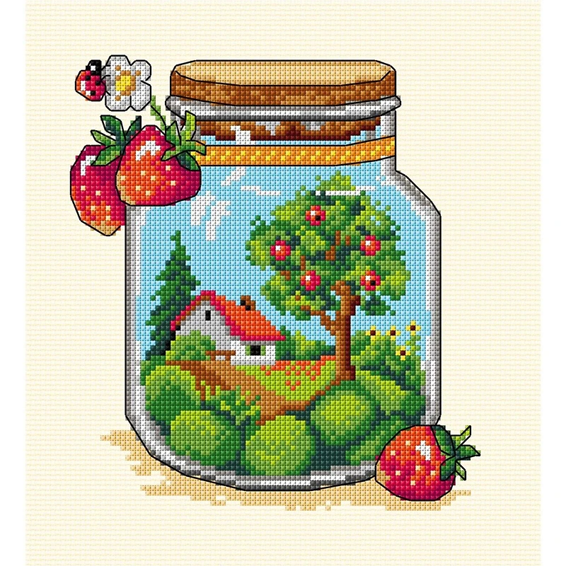 Orchidea Complete Counted Cross Stitch Kit Summer Jar