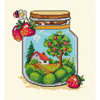 Orchidea Complete Counted Cross Stitch Kit Summer Jar