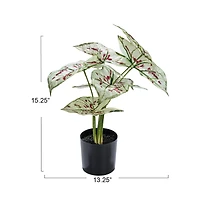 Hello Honey® 15" Green & Red Faux Elephant Ear Plant in Plastic Pot