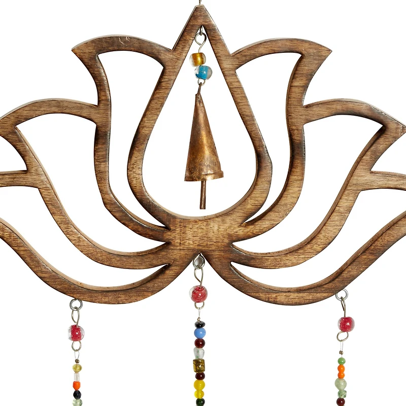 Gold Mango Wood Eclectic Style Windchime, 15" x 30"
